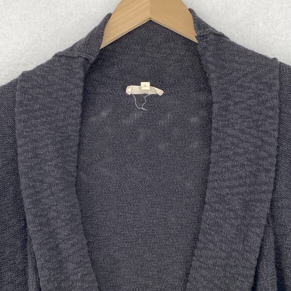 EILEEN FISHER Cardigan XL Organic Cotton Slub Shawl Draped Open Front Gray - Picture 6 of 14